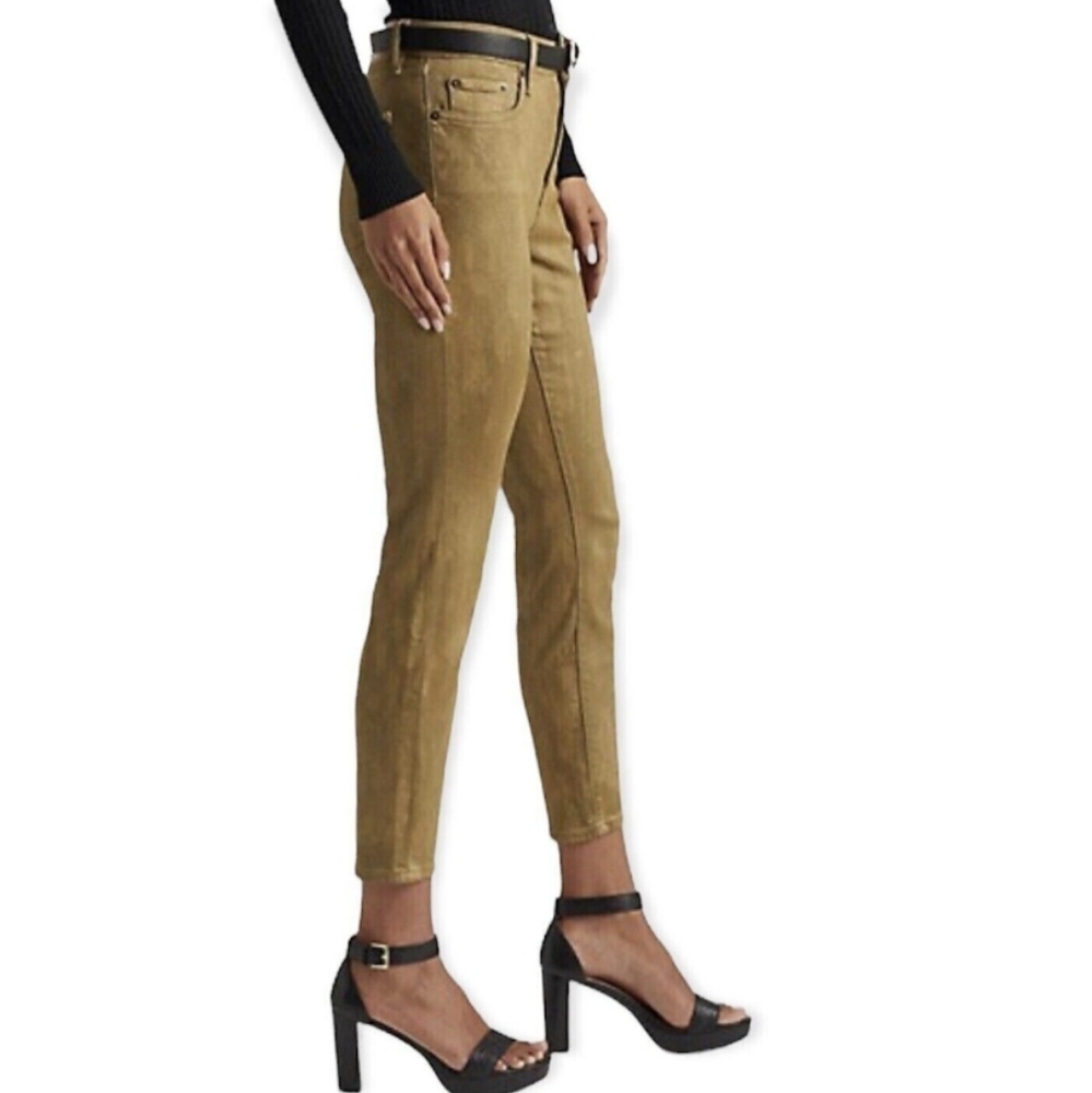 NWT Ralph Lauren Jeans Co Classic Straight High Rise Olive Green Jeans Size 10